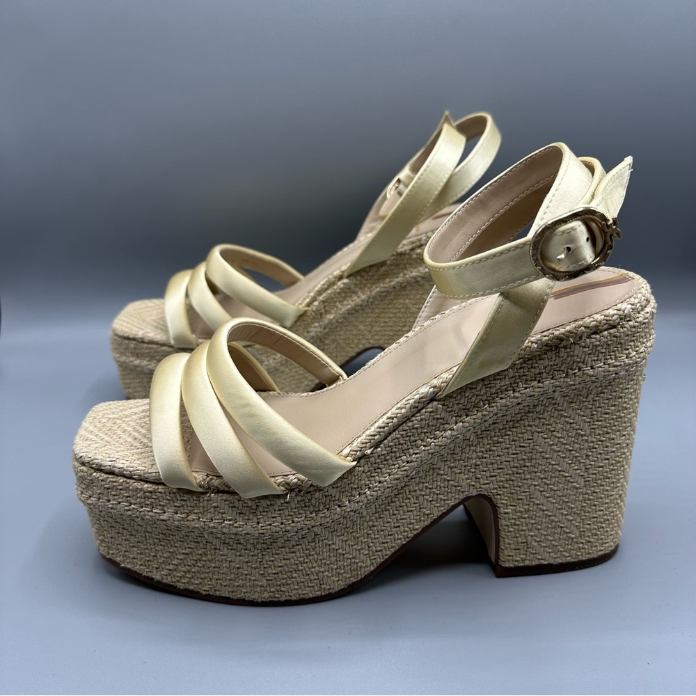 Sam Edelman Tibby Washed Lemon Plarform Wedge Sandal Women’s Size 10 M